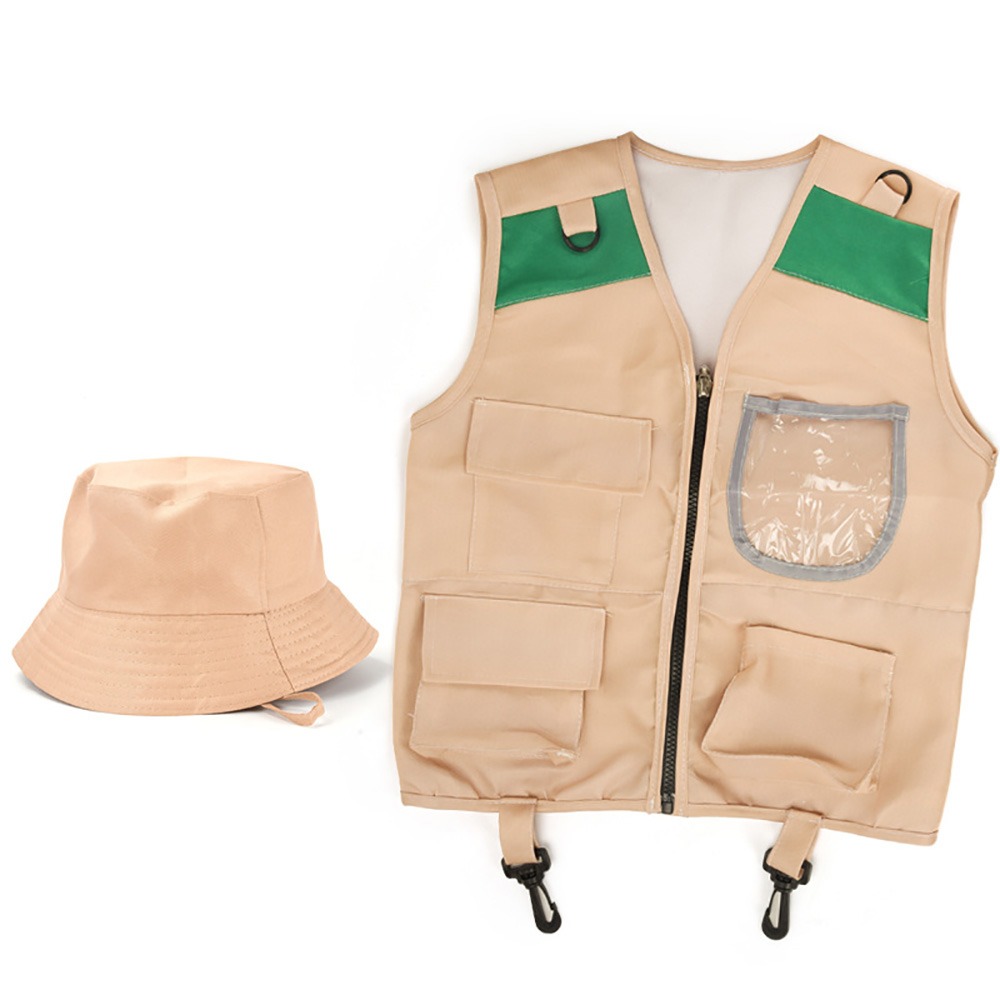 Kids Outdoor Adventure Kit - Multicolor Explorer Hat Vest Dress Up