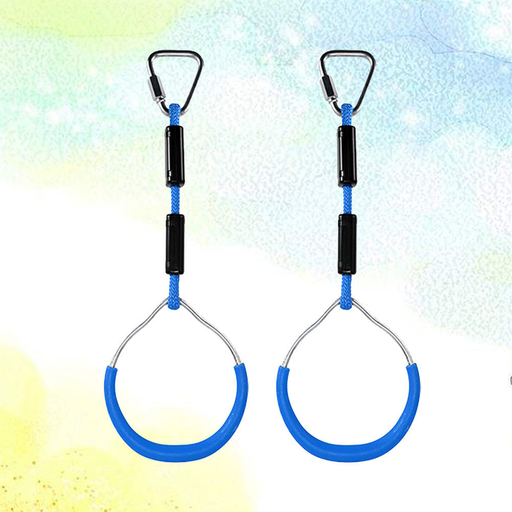 Kids Outdoor Ninja Course - 2Pcs Blue Gymnastic Rings 120Kg Capacity
