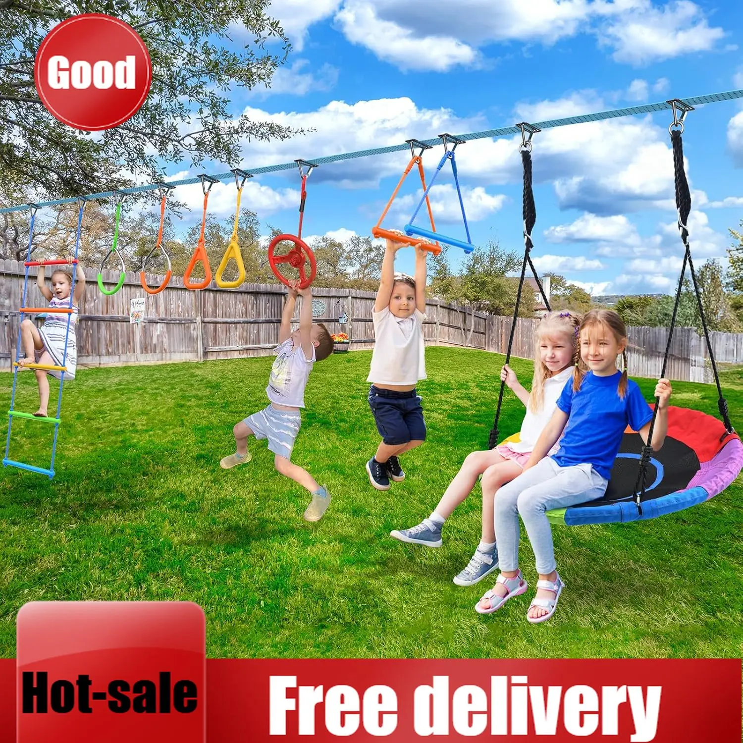 Kids Outdoor Ninja Course - Activity priceHapfan 50 FT Ninja Warrior