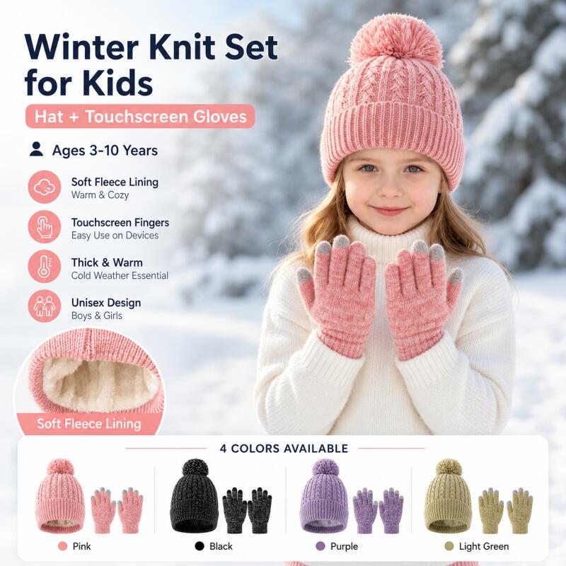 Kids Winter Knit Hat Touchscre - Kids Outdoor Gloves recension och pris