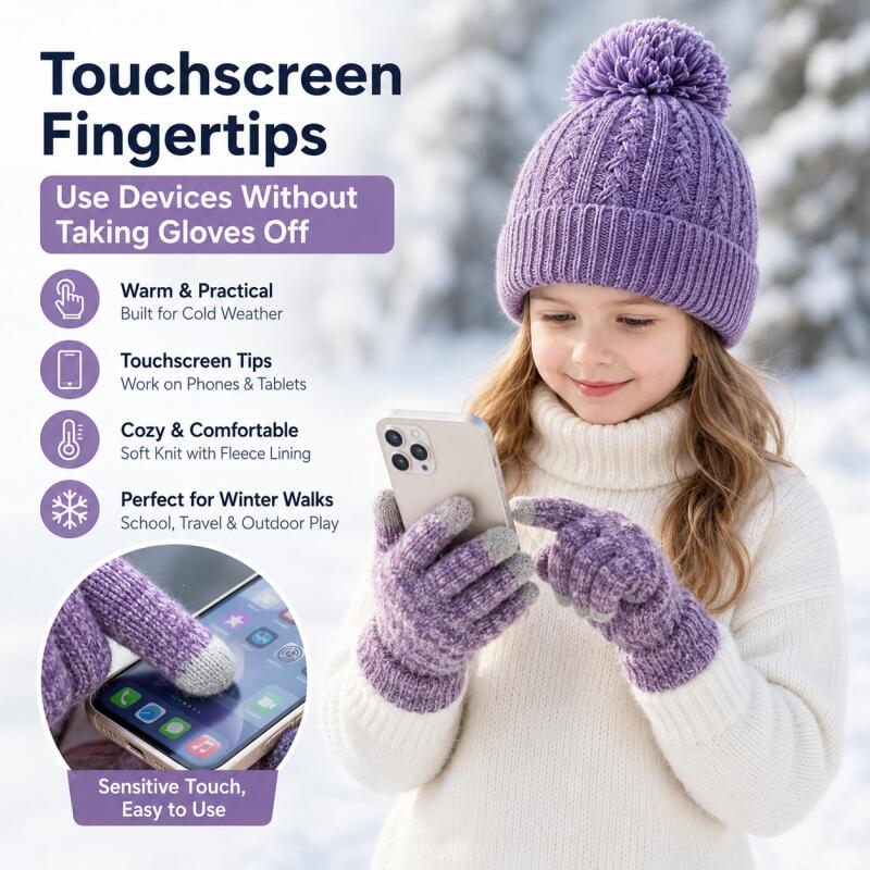 Kids Winter Knit Hat Touchscre - Kids Outdoor Gloves recension och pris