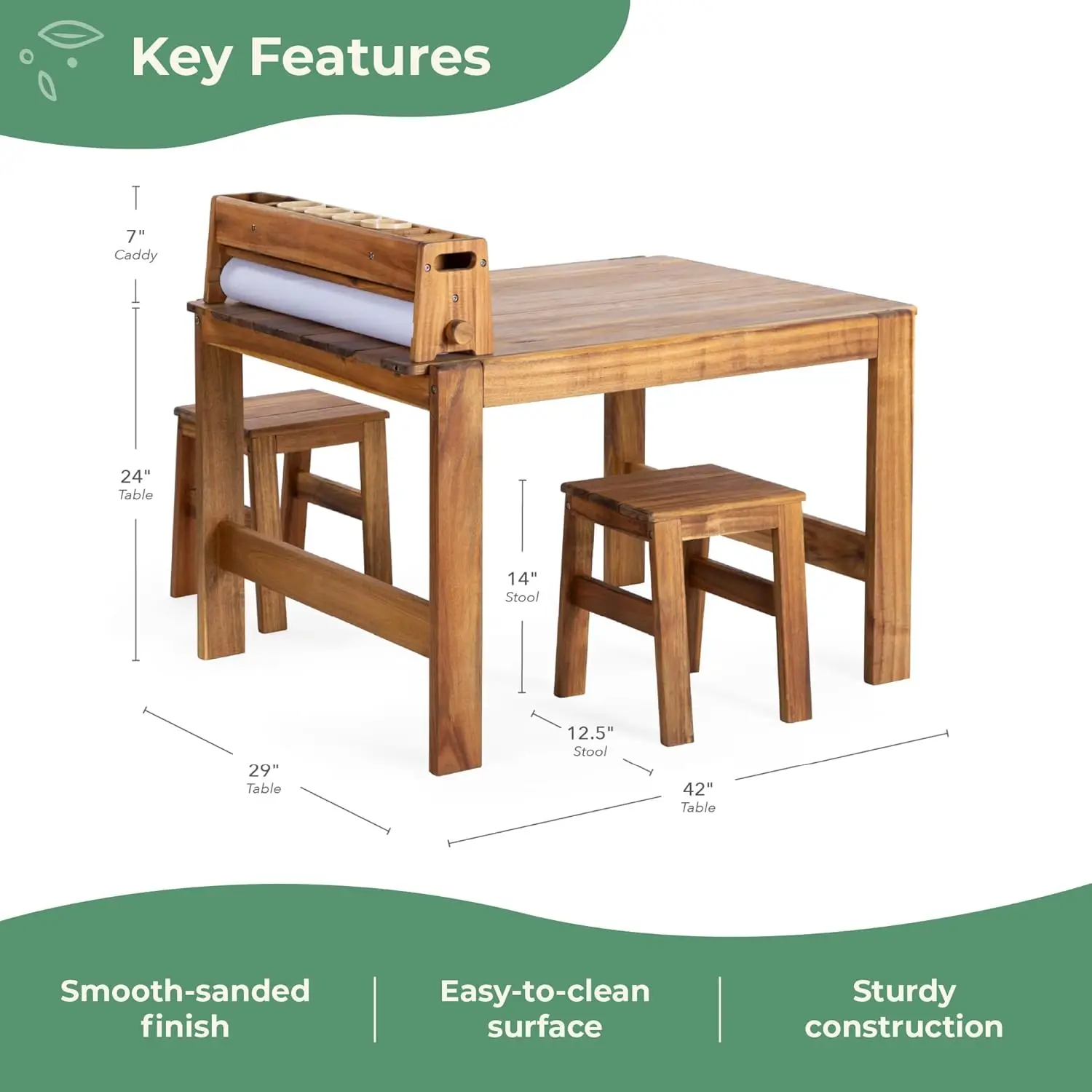 Acadia Outdoor Art Table and S - Kids Outdoor Wooden Table recension och pris
