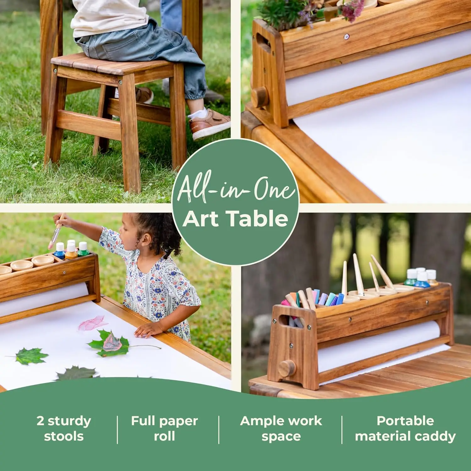 Acadia Outdoor Art Table and S - Kids Outdoor Wooden Table recension och pris