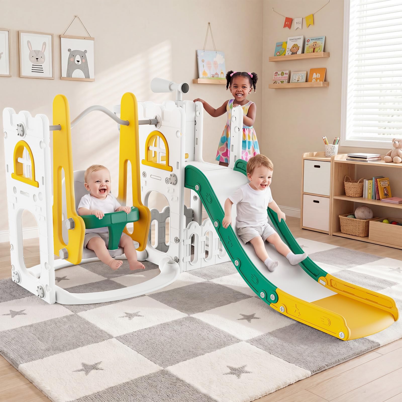 7 in 1 Toddler Slide And Swing - Kids Outdoor Playhouse recension och pris