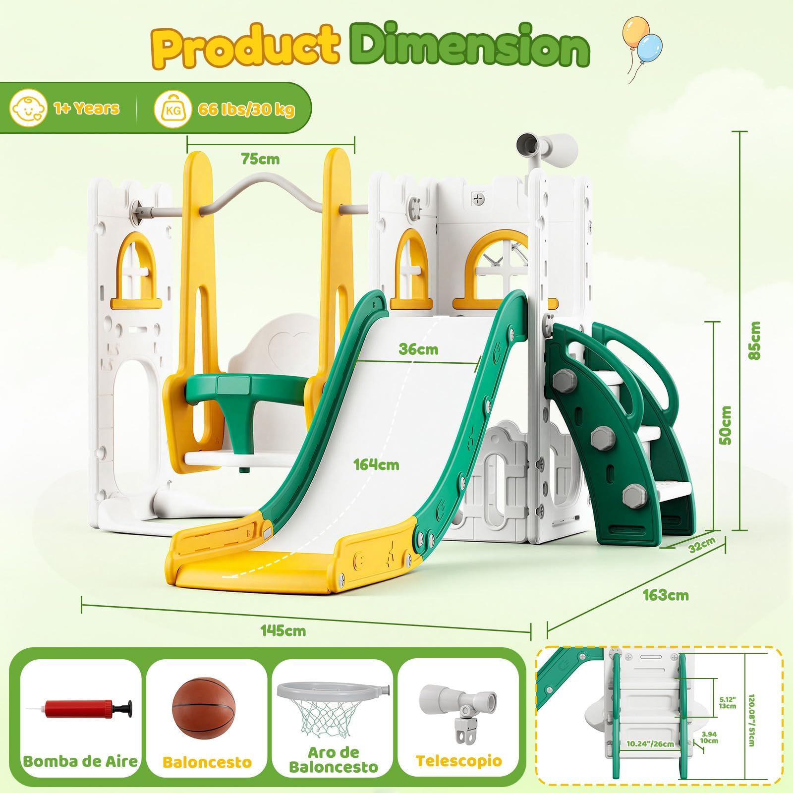7 in 1 Toddler Slide And Swing - Kids Outdoor Playhouse recension och pris