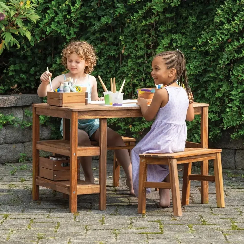 Kids Outdoor Crat Table and 2  - Kids Outdoor Wooden Table recension och pris