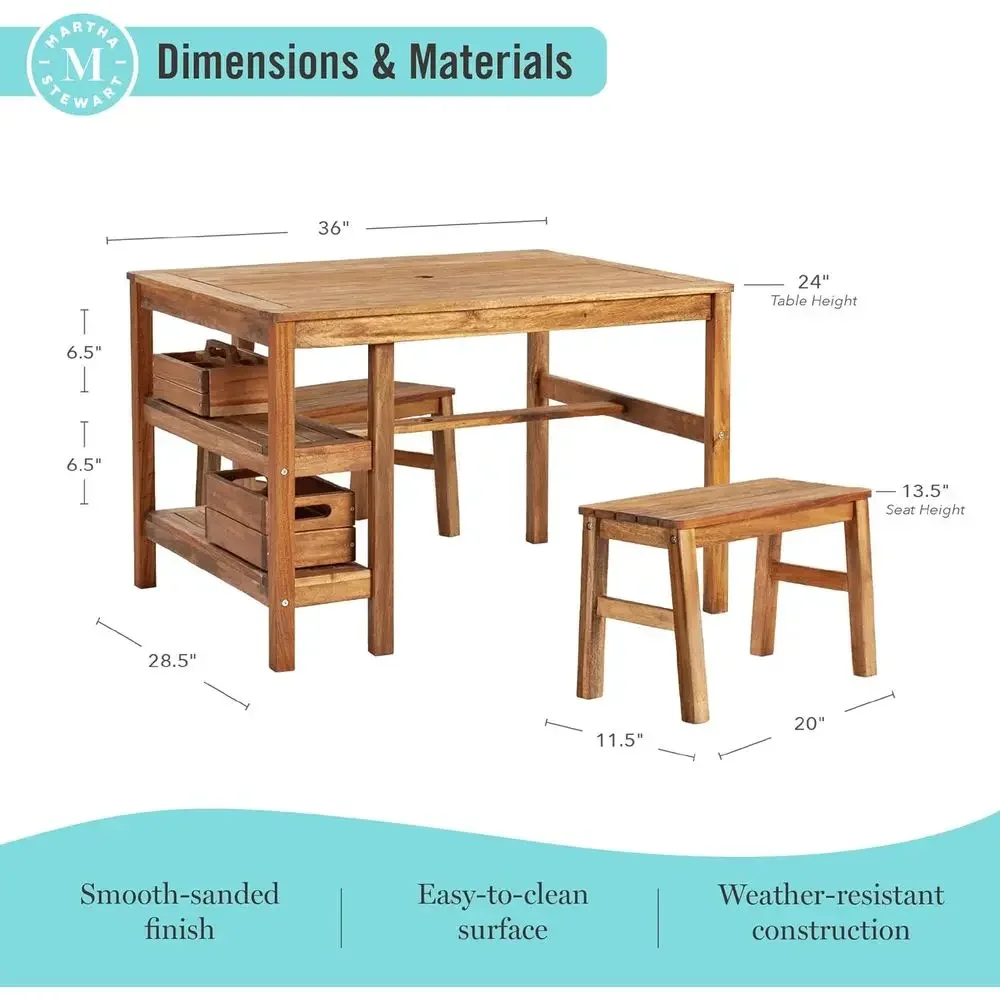 Kids Outdoor Crat Table and 2  - Kids Outdoor Wooden Table recension och pris