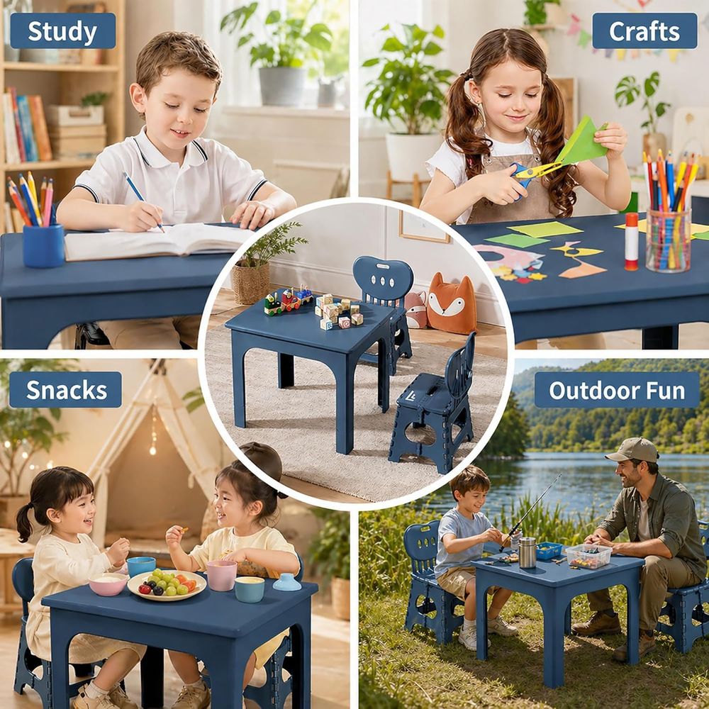 oldable Table and Chair Set, H - Kids Outdoor Wooden Table recension och pris
