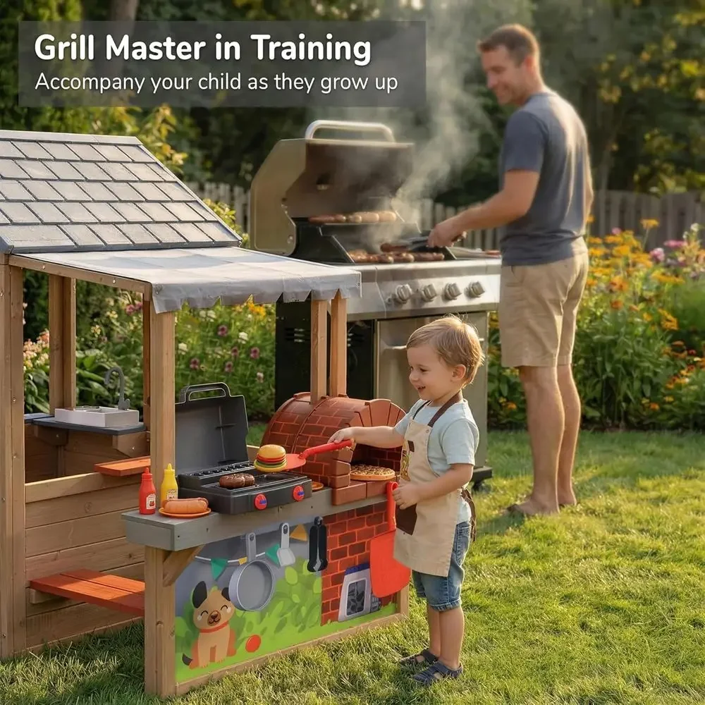 Kids Outdoor Wooden Playhouse, - Kids Outdoor Wooden Table recension och pris
