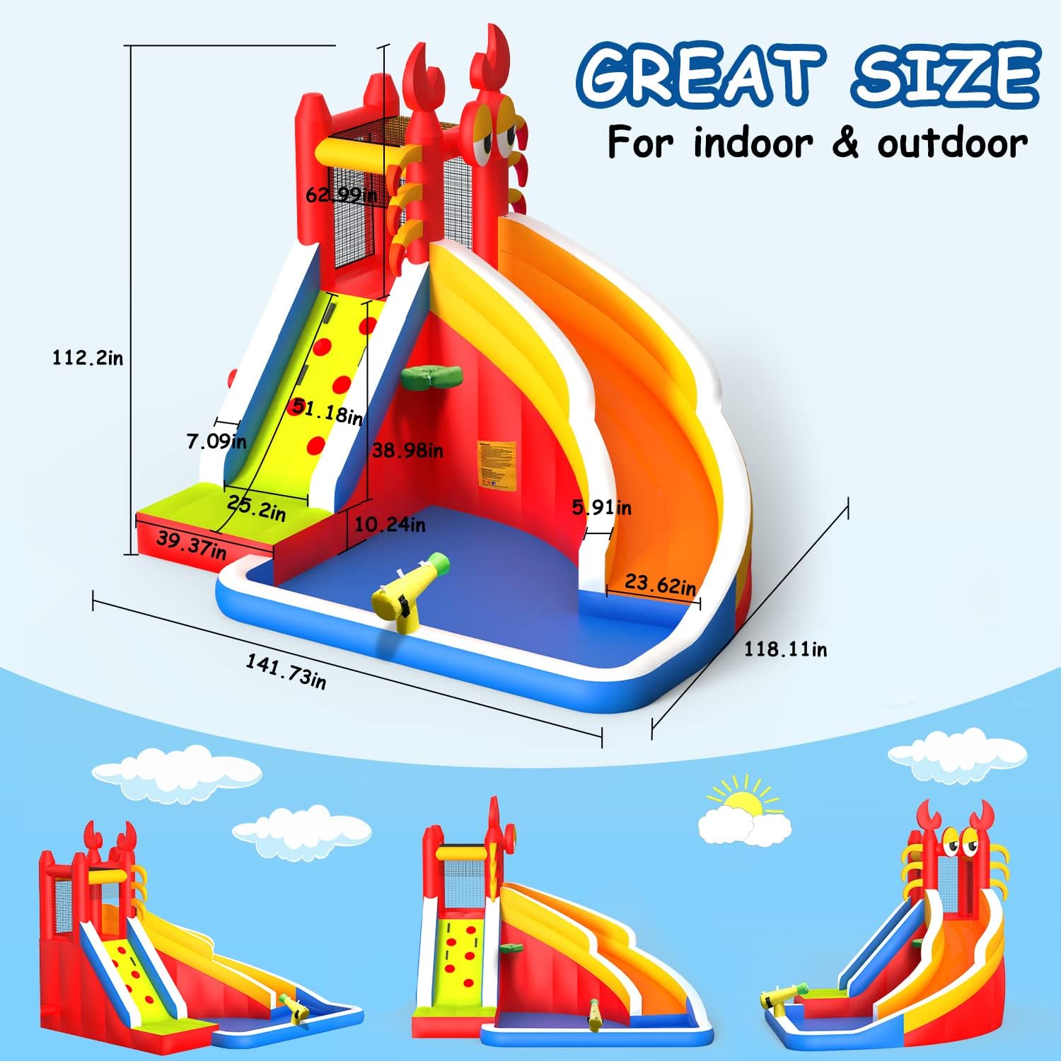 Large Inflatable Bounce House  - Kids Outdoor Basketball recension och pris